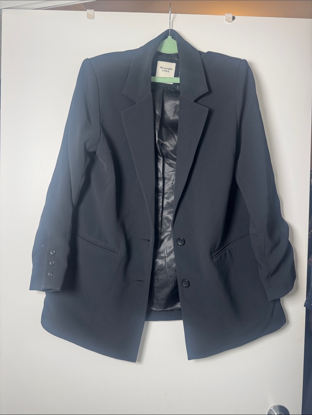 Abercrombie & Fitch Black Blazer with Subtle Green Lining